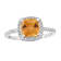 Natural Yellow Citrine Cushion Cut Halo  Ring with Moissanite Accents
Sterling Silver Ring