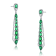 Green Cubic Zirconia, Rhodium Over Sterling Silver Ladder Style Dangle Earrings
