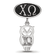 Sterling Silver LogoArt Chi Omega Oval with Owl Dangle Bead
