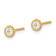 14K Yellow Gold Milgrain Bezel Cubic Zirconia Post Earrings