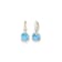 14K Yellow Gold Blue and White Topaz Leverback Dangle Earrings