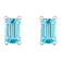 5x3mm Emerald Cut Blue Topaz 14k White Gold Stud Earrings