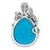 Rhodium Over Sterling Silver Blue Created Opal Octopus Chain Slide Pendant