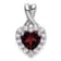 Rhodium Over 14k White Gold Garnet and Diamond Halo Heart Pendant