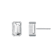 Baguette CZ Stud Earrings In White Rhodium Over Brass