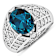 3.12ctw London Blue Topaz and Diamond 14K White Gold Halo Ring