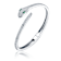Emerald Color CZ Snake Bypass Cuff Bracelet In Rhodium Over Brass