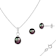 6mm Black Cultured Freshwater Pearl Rhodium Over Sterling Silver Pendant
& Earring Set