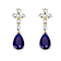 Sapphire Color CZ Cluster Drop Earrings In 14K Gold Over Sterling Silver