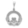 Rhodium Over 14k White Gold Textured Claddagh Pendant