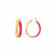 14K Yellow Gold Over Sterling Silver Enamel Hammered Hoop Earrings in Pink
