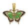 14k Yellow Gold Small Green Enameled Butterfly Pendant