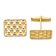 14k Yellow Gold Men's Basketweave Textured Cuff Links
