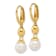 14K Yellow Gold Freshwater Cultured Pearl and Bead Leverback Dangle Earrings