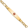 14k Yellow Gold Medical Soft Diamond Shape Red Enamel Figaro Link ID Bracelet