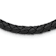 Stainless Steel Polished 6mm Woven Black Leather 19.5 Inch Necklace