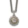 Sterling Silver Antiqued with 14K Accent Diamond Round Pendant Necklace