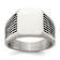Stainless Steel Polished with Black Enamel Signet Ring