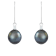 14k white gold leverback earrings with .10CT DTW and 8-9mm Tahitian pearls