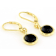 Black Jadeite Dangle Earrings In 18K Gold Over Sterling Silver 7mm