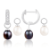 7-8mm White Black Cultured Freshwater Pearl and Cubic Zirconia Rhodium
Over Sterling Silver Earrings