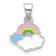 Rhodium Over Sterling Silver Multi-color Enamel Rainbow Children's Pendant