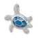 Rhodium Over Sterling Silver Enameled Swimming Turtle Chain Slide Pendant