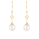 White Cultured Freshwater Pearl 14k Yellow Gold Earrings 7-7.5mm