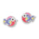Rhodium Over Sterling Silver Multi-color Enameled Fish Post Earrings