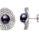 Black Cultured Freshwater Pearl With Cubic Zirconia Rhodium Over
Sterling Silver Earrings