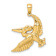 14k Yellow Gold Textured Flying Pelican Charm