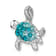 Rhodium Over Sterling Silver Polished Crystal Turtle Chain Slide Pendant