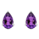 8x5mm Pear Shape Amethyst Rhodium Over Sterling Silver Stud Earrings