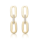 Clear Cubic Zirconia, 14k Gold Plated over Brass Triple Chain Drop Earrings