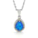 Teardrop Shape Lab Created Blue Opal with Cubic Zirconia Accents Necklace