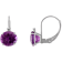 10K White Gold Amethyst and Diamond Round Leverback Earrings 1.65ctw
