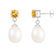 White Freshwater Pearl And CitrIne Dangle Earrings In Sterling Silver