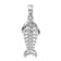 Rhodium Over Sterling Silver Polished 3D Fishbone Pendant