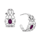 Silver Tone Filigree With Enamel Oval Hoop Earrings