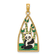 14k Yellow Gold Enamel Panda Bear and Bamboo Pendant