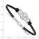 Rhodium Over Sterling Silver NHL LogoArt Buffalo Sabres Leather Bracelet