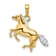 14K Yellow Gold with White Rhodium Diamond-cut 3D Horse Pendant