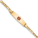 14k Yellow Gold Medical Soft Diamond Shape Red Enamel Figaro Link ID Bracelet