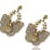 Gold Tone Neutral Tone Fabric Butterfly Earrings