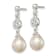 Sterling Silver Polished Freshwater Cultured Pearl and CZ Post Dangle Earrings
