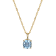 Lab  Blue Spinel And Dia Simulant 18k Yellow Gold Over Silver March
Birthstone Pendant 3.79ctw