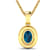 1.10ctw 14K Yellow Gold Blue London Blue Topaz and White Diamond Pendant
with 18 inch Cable Chain