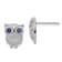 Rhodium Over Sterling Silver Blue Glass Owl Post Earrings