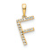 14k Yellow Gold Diamond Letter F Initial Pendant