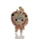 Gold Tone Pink and Clear Crystal Lion Key Chain